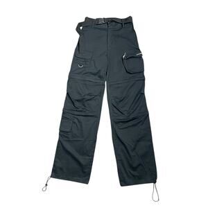 I Am Gia Women's S Black Edam Cargo Zip Belted Buckles Relaxed Pants EUC